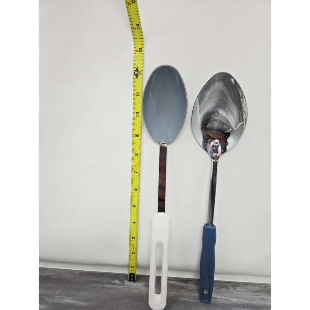 Vintage Bonny Blu and White Serving‎ Spoon USA 12 Inch Retro Kitchen Ware +extra